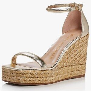 NWOT Stuart Weitzman Nudist Espadrille Wedge, Platina, US 8.5C/EU 39 (no box)